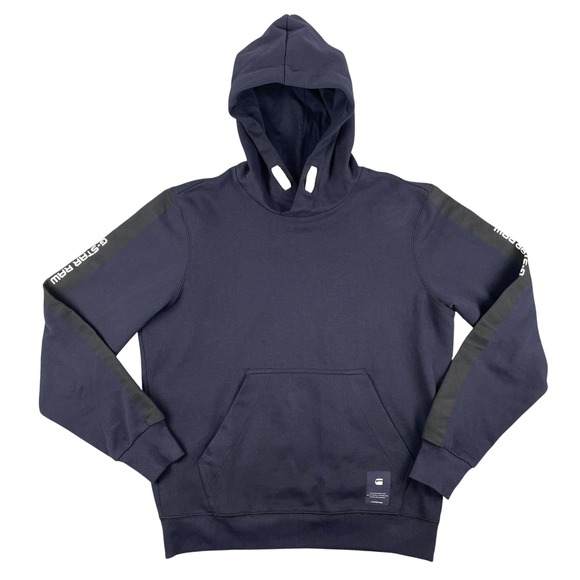 G-Star Raw Hoodie Mens L Navy Blue Swando Graphic Pullover Hooded Sweatshirt - Picture 1 of 11